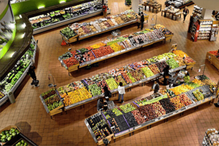 Fruit and veg in supermarket